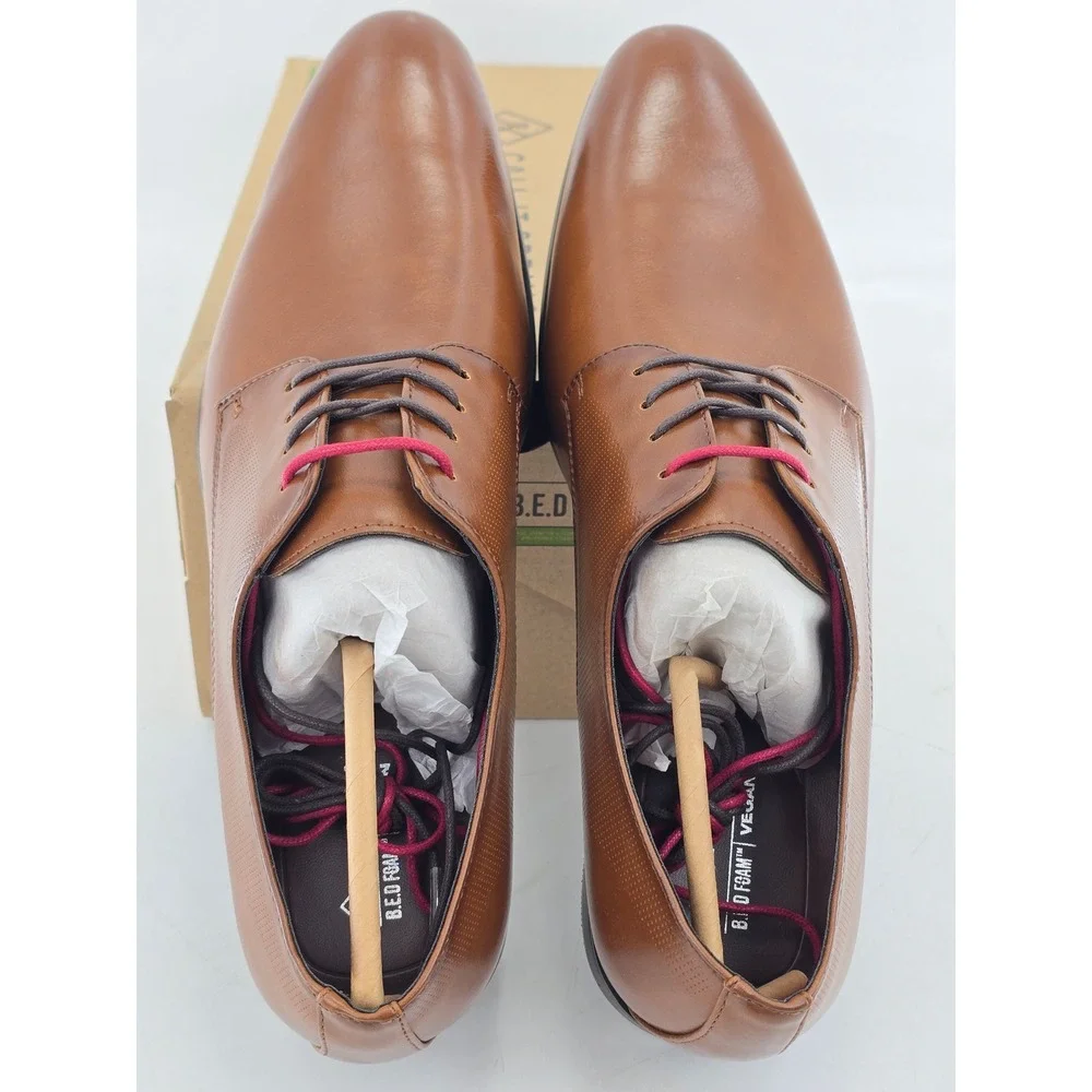 Call It Spring Hudsen-220 Dress Shoes Mens 8 Cognac Vegan Leather -New